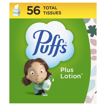 Puffs Plus Lotion Facial Tissue, 1 Cube Box, 56 Tissues Per Box