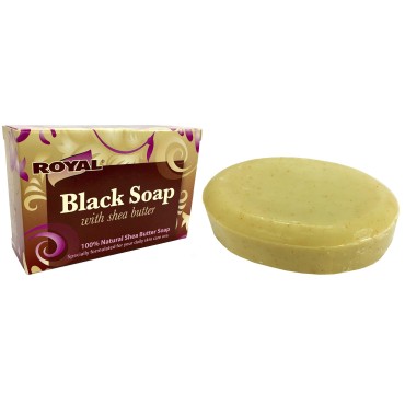 Black Soap with 100% Natural Shea Butter by Royal - Best Treatment For Stretch Marks, Wrinkles, and Dry Skin