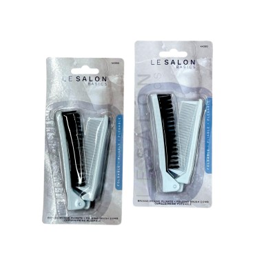 Folding Compact Travel Pocket HAIR BRUSH/COMB, 1 Red 1 White by Le Salon