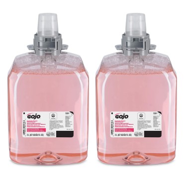 Gojo Luxury Foam Handwash, Cranberry Fragrance, EcoLogo Certified, 2000 mL Hand Soap Refill FMX-20 Push-Style Soap Dispenser (Pack of 2) - 5261-02