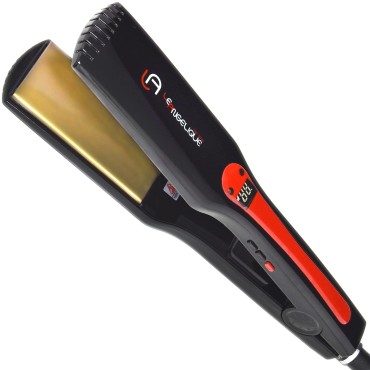 Le Angelique Titan G3 Nano Titanium Flat Iron ? 1.75 inch Extra Wide Styling Plates ? 450F to 120F Digital Temp Control Professional Titanium Plated Hair Straightener - Dual Voltage 110v-240v