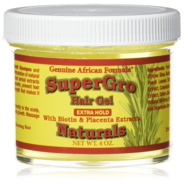 SuperGro Hair Gel with Extra Hold-For Breading, Locking, Twisting, Retwisting, Styling-Natural Hair Gel, Frizzy Hair-Hair Care Gel 4oz