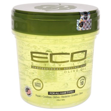 Eco Style ECOCO Style Gel Olive Oil-100% Pure Olive Oil-Adds Shine And Tames Split Ends-Weightless Style-Nourishes And Repairs-Adds Moisture To The Scalp-Superior Hold-Healthy Shine-16 Oz