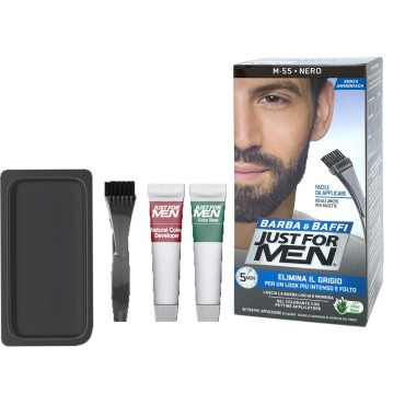 JUST FOR MEN Color Gel Mustache & Beard M-55 Real Black 1 Each (Pack of 6)