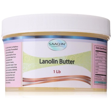 SAAQIN 100% Pure Lanolin (anhydrous) - Ultra Refined Butter 1 Lb - Nipple cream - Mustache wax - Helps revitalize and hydrate sensitive skin. Great for making lip balm, hair and skin products.