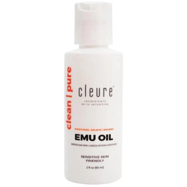 Cleure 100% Pure Emu Oil for Skin - For Very Dry Skin Relief - Multi-Purpose Oil to Help Provide Muscle Pain Relief & Help Promote Nail & Hair Growth - (2 Oz, Pack of 1)