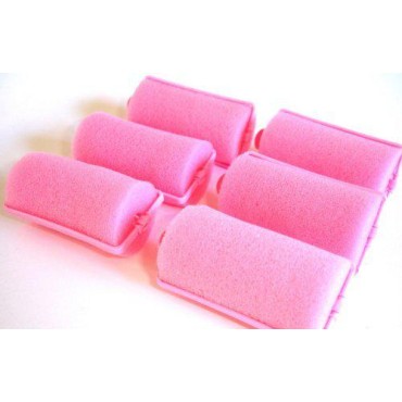 2 Pack (each contains 6 rollers) Soft PINK Foam Hair Styling Rollers SPONGE Curlers LARGE 1