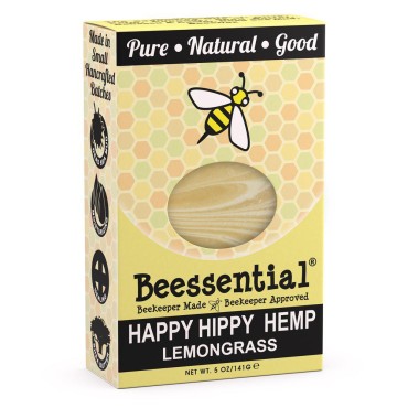 Beessential All Natural Totally Hip Hemp & Lemongrass Small Batch Bar Soap - Great for Men, Women, and Children - Paraben Free - Made in the USA - 5 Oz.