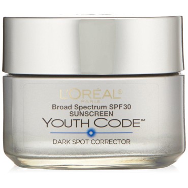 Dark Spot Corrector Face Moisturizer with SPF 30 for Even Skin Tone by L’Oreal Paris, Youth Code Anti-Aging Day Cream, Non-greasy, 1.7 oz.