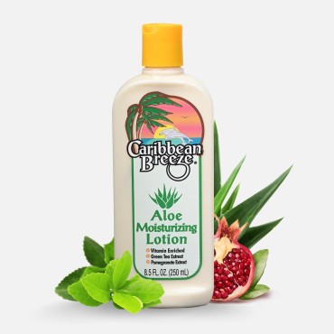 Caribbean Breeze Aloe Moisturizing Lotion, Fruity Cucumber Aloe Vera Lotion for Skin, Vitamin Enriched with Green Tea and Pomegranate Extracts Aloe Moisturizer Lotion, 8.5 oz (250 ml)