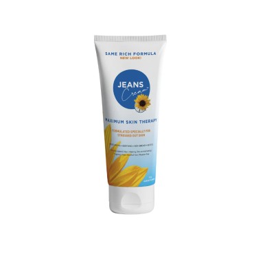 Jeans Maximum Skin Therapy Cream with Aloe & Vitamin E. Moisturizing Cream for Dry & Sensitive Skin affected by many causes such as Radiation Treatment, Sunburn, Itchiness & Redness 7oz