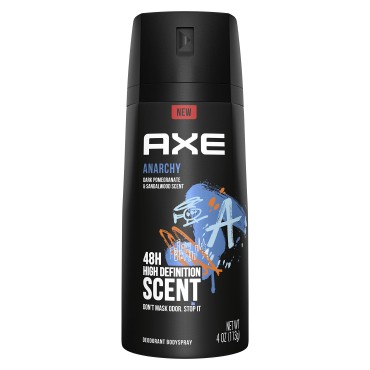 AXE Body Spray for Men Anarchy 4 oz, Pack of 6
