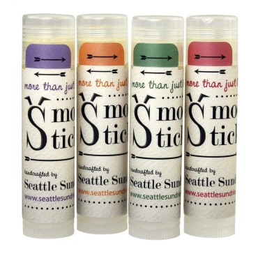 All Natural Lip Balm Set for Women, Men & Kids - Stocking Stuffer Small Gift Idea - with Beeswax & Shea Butter, Fruit, Floral, Herbal Flavors Variety Pack, Seattle Sundries