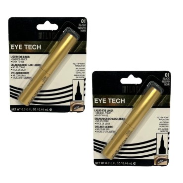 Milani Eye Tech Liquid Eyeliner, Black [01], 0.015 oz (Pack of 2)