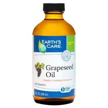 Earth's Care Grapeseed Oil - Natural Expeller Pressed Grapeseed Oil for Skin and Hair - Lightweight Body Oil for Dry Skin 8 FL. OZ.