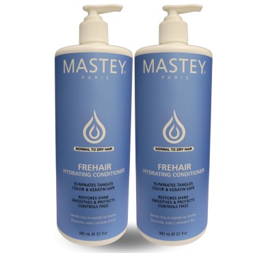 MASTEY PARIS-Frehair Hydrating Conditioner-100% Sulfate Free, Color and Keratin Safe. Smoothes, Restores Shine, Controls Frizz, Hydrates Normal to Dry Hair - 33 fl oz (2 PACK)