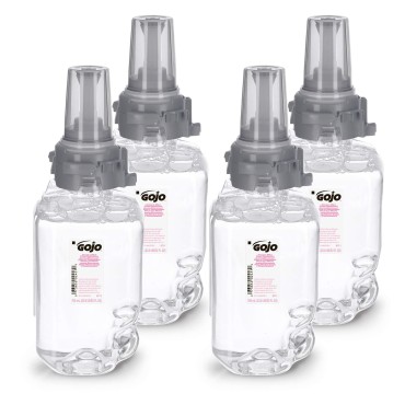Gojo Clear & Mild Foam Handwash, EcoLogo Certified, 700 mL Hand Soap Refill ADX-7 Push-Style Dispenser (Pack of 4) - 8711-04