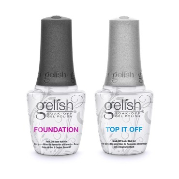 Gelish Dynamic Duo Essentials Foundation Base Gel and Top It Off Sealer Soak Off Gel Nail Polish Kit for Home and Personal Manicures