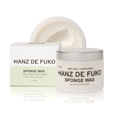 Hanz de Fuko Sponge Wax - Premium Men’s Hair Styling Paste - Medium Hold, Matte Finish- Certified Organic Ingredients, 2 oz.