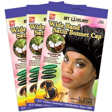 BT Luxury Wide Band Satin Bonnet Cap Back...
