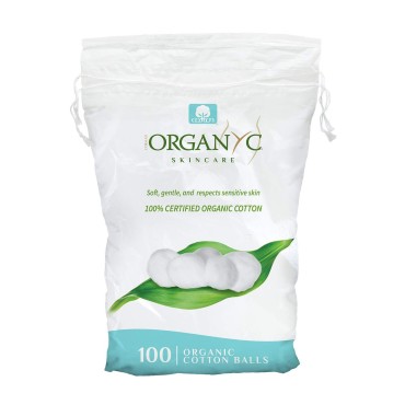 Organyc 100% Organic Cotton Balls for Sensitive Skin, 100 Count