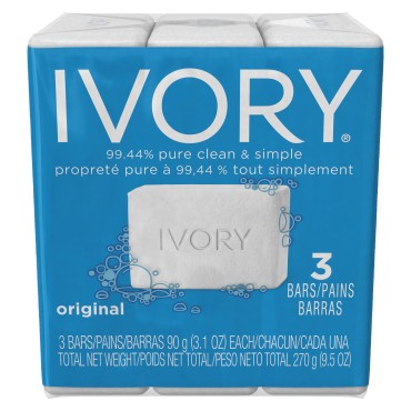 (Case of 24 Packs, White) - Ivory 12364 White Soap Bath Bar, Individually Wrapped, 90ml (Case of 24 Packs, 3 per Pack)