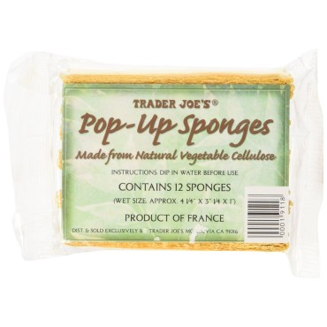 Trader Joe's Pop up Sponges Made from Natural Vegetable Cellulose 12 Sponges, 1 Pack