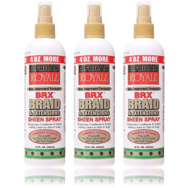 African Royale BRX Braid and Extensions Sheen Spray, 12 oz (Pack of 3)