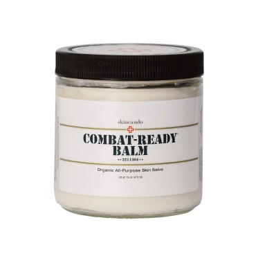 Combat Ready Skin Balm 8oz by Skincando - All Natural - Intensive Moisturizer - Skin Cream - Organic ingredients - Apricot Kernel Oil - Grapefruit Seed Extract - Black Spruce - Black tea Moisturizer