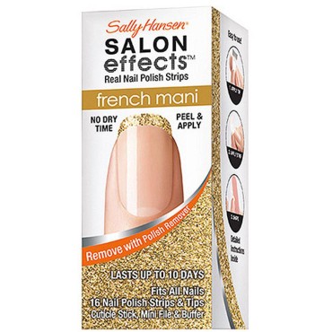 Sally Hansen Salon Effects French Mani Real Nail Polish Strips, Gold Cabaret, 32 Count