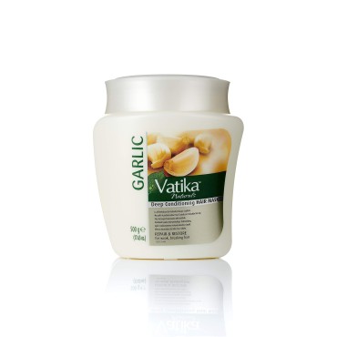 Dabur Vatika Naturals Hair Mask - Natural Solution for Deep Conditioning - Nourishing Hair Mask for Dry, Damaged Hair - Revitalize and Rejuvenate for Weak Breaking Hair - With Garlic Extracts (500g)