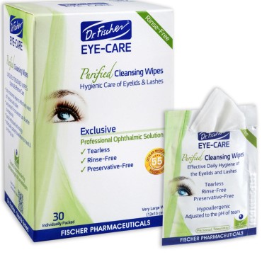 Dr. Fischer Purified, Non-Irritating & Hypoallergenic Eyelid Wipes for Demodex Blepharitis Allergy and Other Eye Conditions. Daily Cleansing Eye Wipes and Makeup Remover