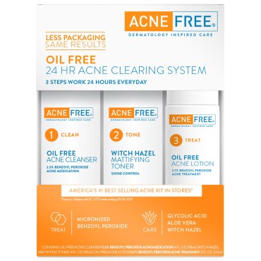 AcneFree 3 Step 24 Hour Acne Treatment Kit - Clear...