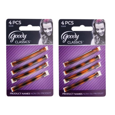 Goody 02658 Classics Stay Tight Hair Barrette Mock Tort (2-Pack), Great for Both Adults and Girls, for All Hair Types, Eight 2 Inches Barrettes with Metal Clips