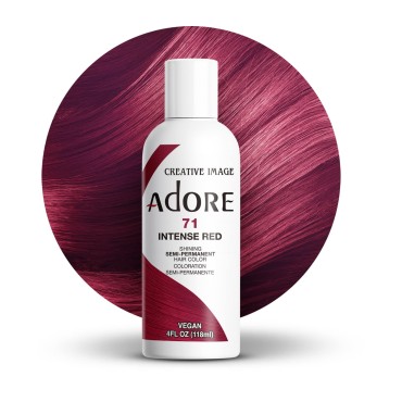 Adore Semi Permanent Hair Color - Vegan and Cruelty-Free Hair Dye - 4 Fl Oz - 071 Intense Red (Pack of 1)