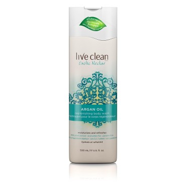 Live Clean Body Wash, Replenishing Argan Oil, 17 Oz