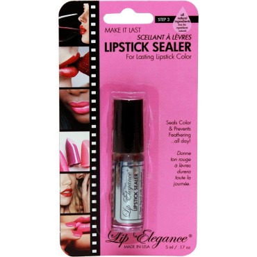 Lip Elegance Lipstick Sealer - Long Lasting Lipstick Sealer with Brush Applicator - Waterproof, Smudge Proof, Oilproof - All Day Liplock Effect 0.17 Fl Oz