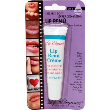 Lip Elegance Lip Renu Cream - Deep Nourishment Lip Moisturizer - Non-Glossy Lip Cream for Men and Women - SPF-6 Support for Lip Care - All-Natural Ingredients Lip Plumper - 0.34 Fluid Ounce