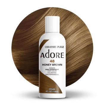 Adore Semi Permanent Hair Color - Vegan and Cruelty-Free Hair Dye - 4 Fl Oz - 048 Honey Brown (Pack of 1)
