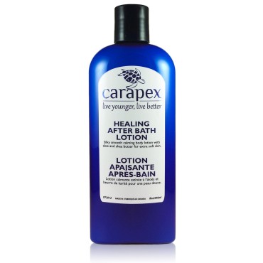 Carapex Healing After Bath Body Lotion, Lightweight Skin Moisturizer with Aloe and Shea Butter, Non-Greasy, Fragrance Free Formula for Normal, Dry, Oily or Sensitive Skin, 8 oz (Single)