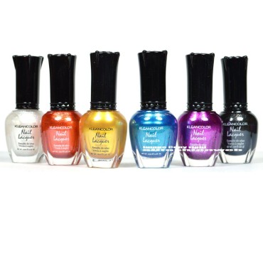 Kleancolor Nail Polish METALLIC SET #02 Lot of 6 Lacquer + Free Earring Gift by Kleancolor