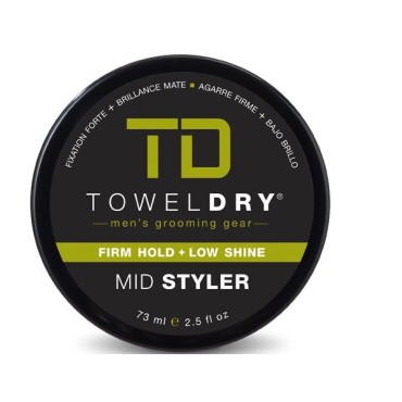TOWELDRY Mid Styler Firm Hold + Low Shine Matte Finish - Men's Hair Styling Fiber Cream - 7/10 Hold - Easy Washout Formula - Men's Grooming Gear, Made in USA, 2.5 fl oz (73ml)
