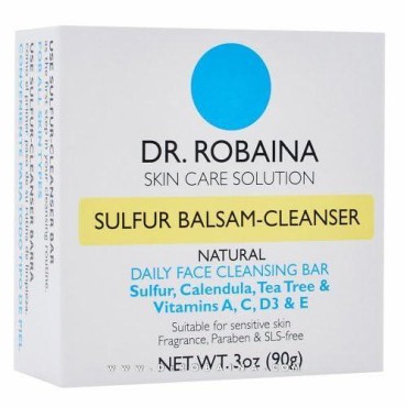 Dr. Robaina Sulfur Soap for Acne & Eczema Relief, Antioxidant, Dermatitis & Sensitive Skin Care.