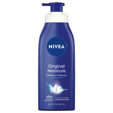 NIVEA Original Moisture Body Lotion with Vitamin E, Body Lotion for Dry Skin, 16.9 Fl Oz Pump Bottle