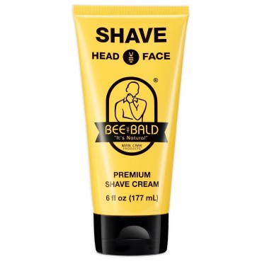Bee Bald SHAVE - Premium Shaving Cream/Gel for Men and Women too - Ideal for Both Head and Face Care for All Skin Types, Including Sensitive Skin - 6 fl Oz