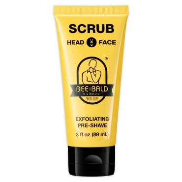 Bee Bald SCRUB - Men's Face Scrub and Exfoliating Face Wash - Pre Shave Scrub Deep Cleans and Removes Pore-Clogging Dirt, Oil, and Dry Skin - Premium Facial Exfoliator for Men and Women Too - 3 fl Oz