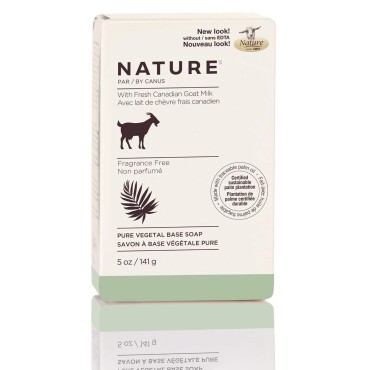 Nature by Canus Pure Vegetal Base Soap with Fresh Canadian Goat Milk, Fragrance-Free, 5 Oz Bar