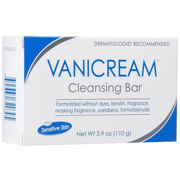 Vanicream Cleansing Bar For Sensitive Skin, Unscented 3.9 Ounce (Pack of 2)
