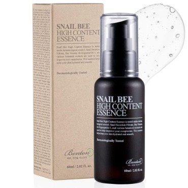BENTON Snail Bee High Content Essence - Snail Secretion Filtrate & Bee Venom Contained Moisturizing Gel for Oily, Combination, Acne-Prone Skin - Dermatologically Tested, 2.02 fl. oz.