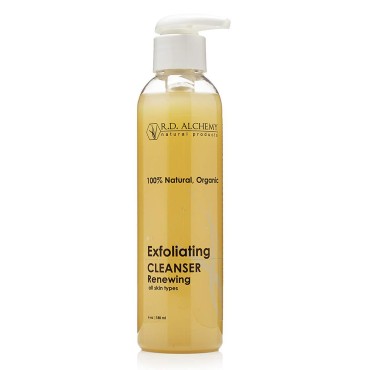 RD Alchemy - 100% Natural & Organic Exfoliating Cleanser - Natural Face Wash for All skin Types. Sulfate Free, with AHAs Gently Cleanse Dirt, Oil and Makeup as it Exfoliates Dead Skin Making You GLOW!